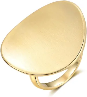 Gold Chunky Signet Statement Rings, Fashion Women's Gold Plated Band Ring, Wide Metal Round Rings, Cocktail Costume Jewelry Gifts for Her