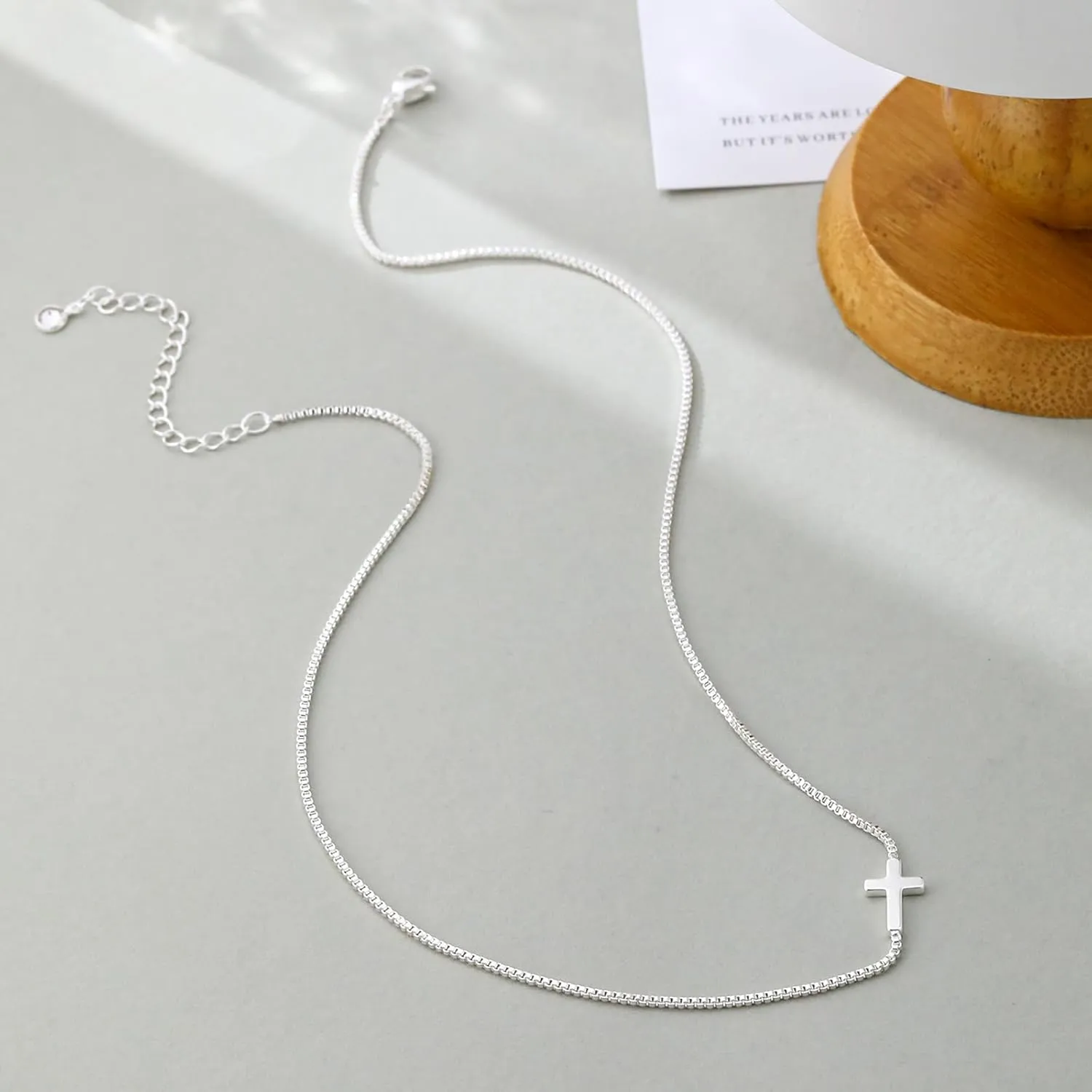 Gold Cross Chain Necklace for Women 14K Plated Gold Cross Necklace Dainty Cross Pendant Necklace Sideways Cross Necklace for Women