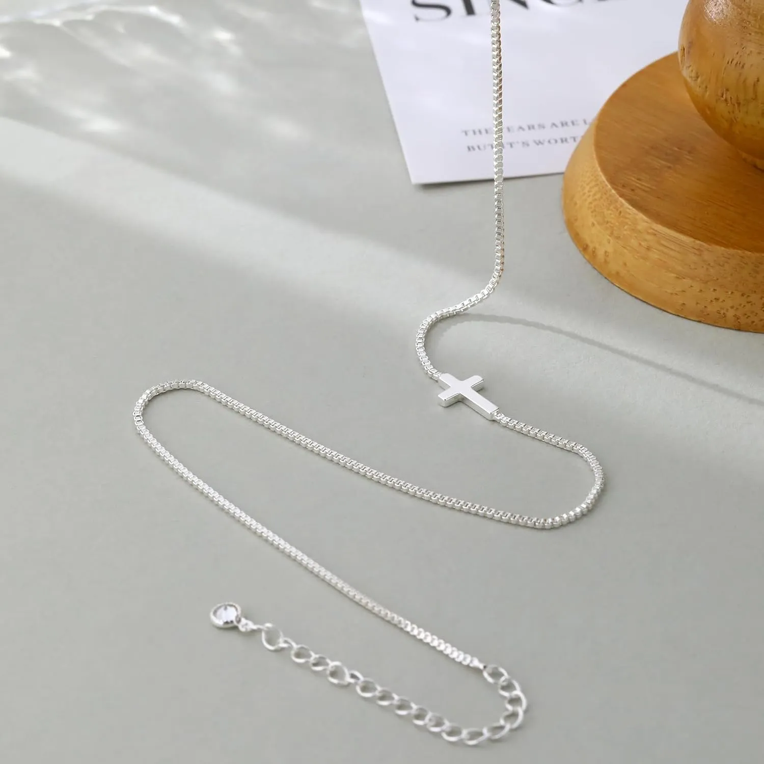 Gold Cross Chain Necklace for Women 14K Plated Gold Cross Necklace Dainty Cross Pendant Necklace Sideways Cross Necklace for Women
