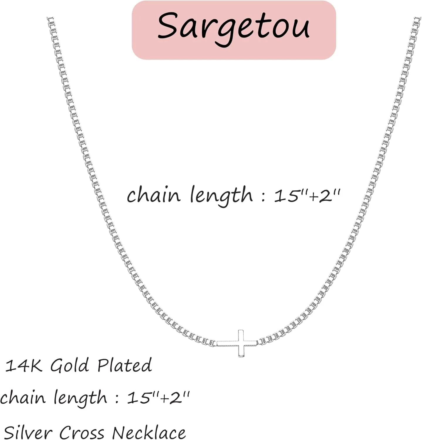 Gold Cross Chain Necklace for Women 14K Plated Gold Cross Necklace Dainty Cross Pendant Necklace Sideways Cross Necklace for Women