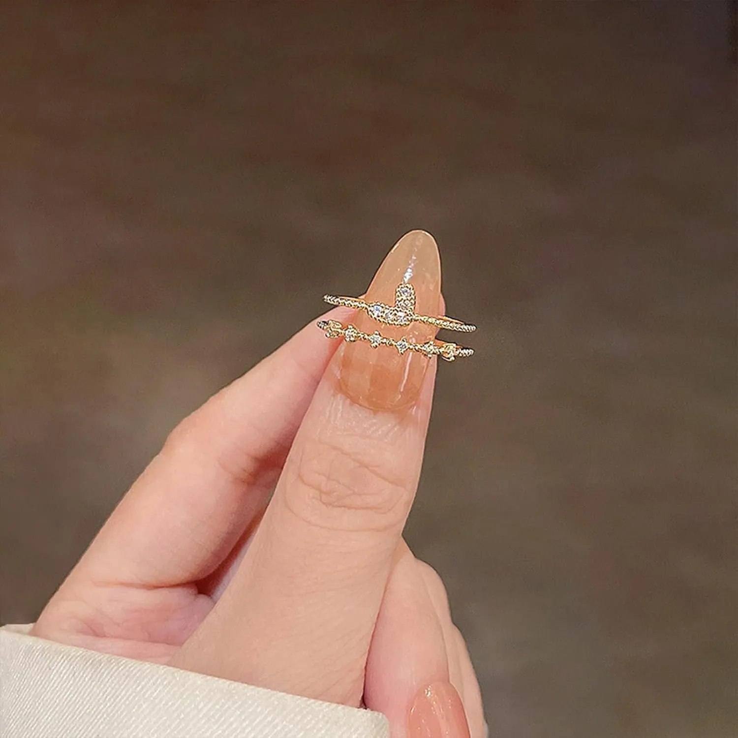 Gold Dainty Rings for Womem 14k Gold Plated Stackable Ring for Girls Size 6-11 Cubic Zirconia Gold Rings Set Wedding Rings for Women Aesthetic Jewelry for Women Girls