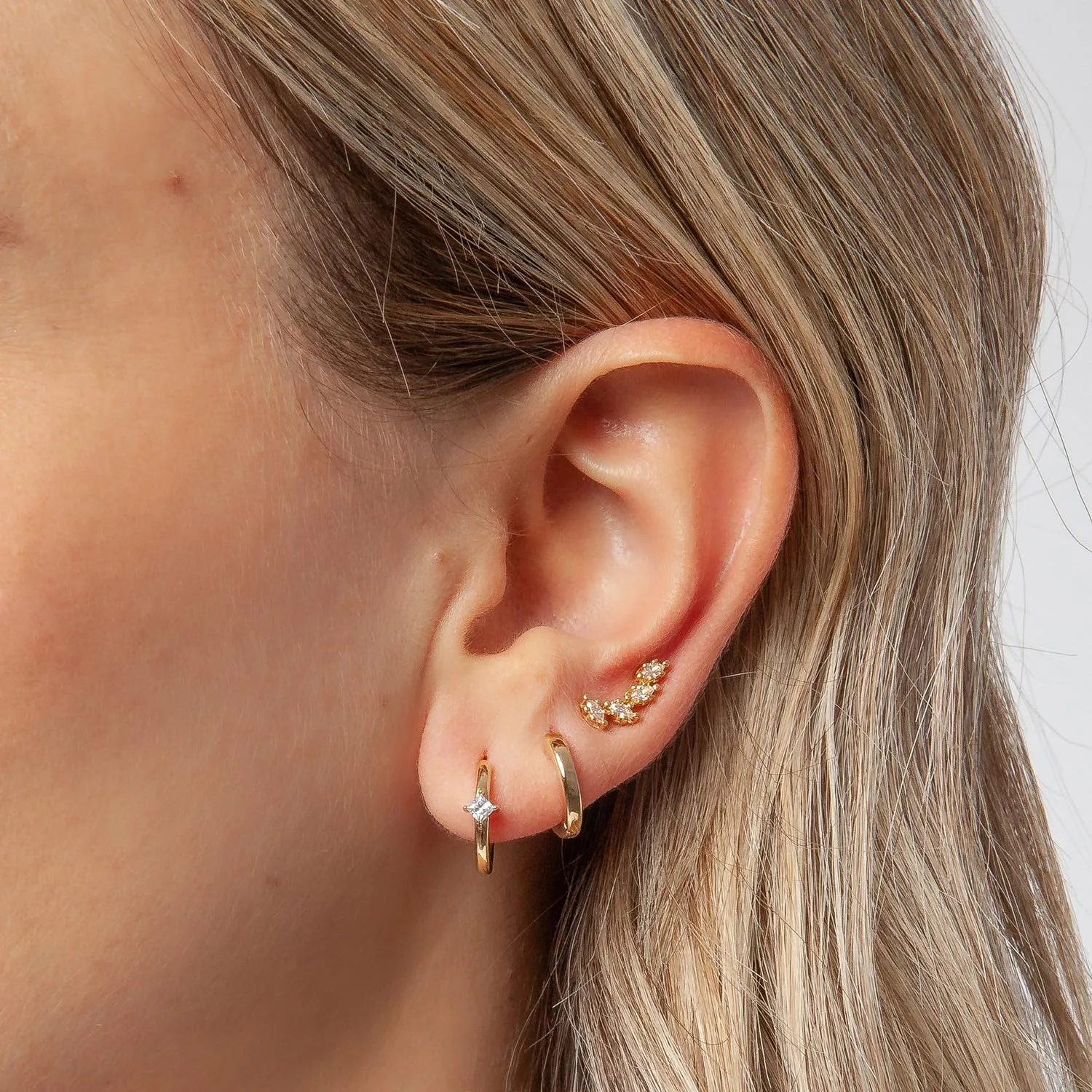 Gold Earrings for Women Trendy 14k Gold Plated Stud Earrings Earring Sets for Multiple Piercing Simple Flat Back Earrings Ear Cuff Cartilage Earrings for Women Gift for Her
