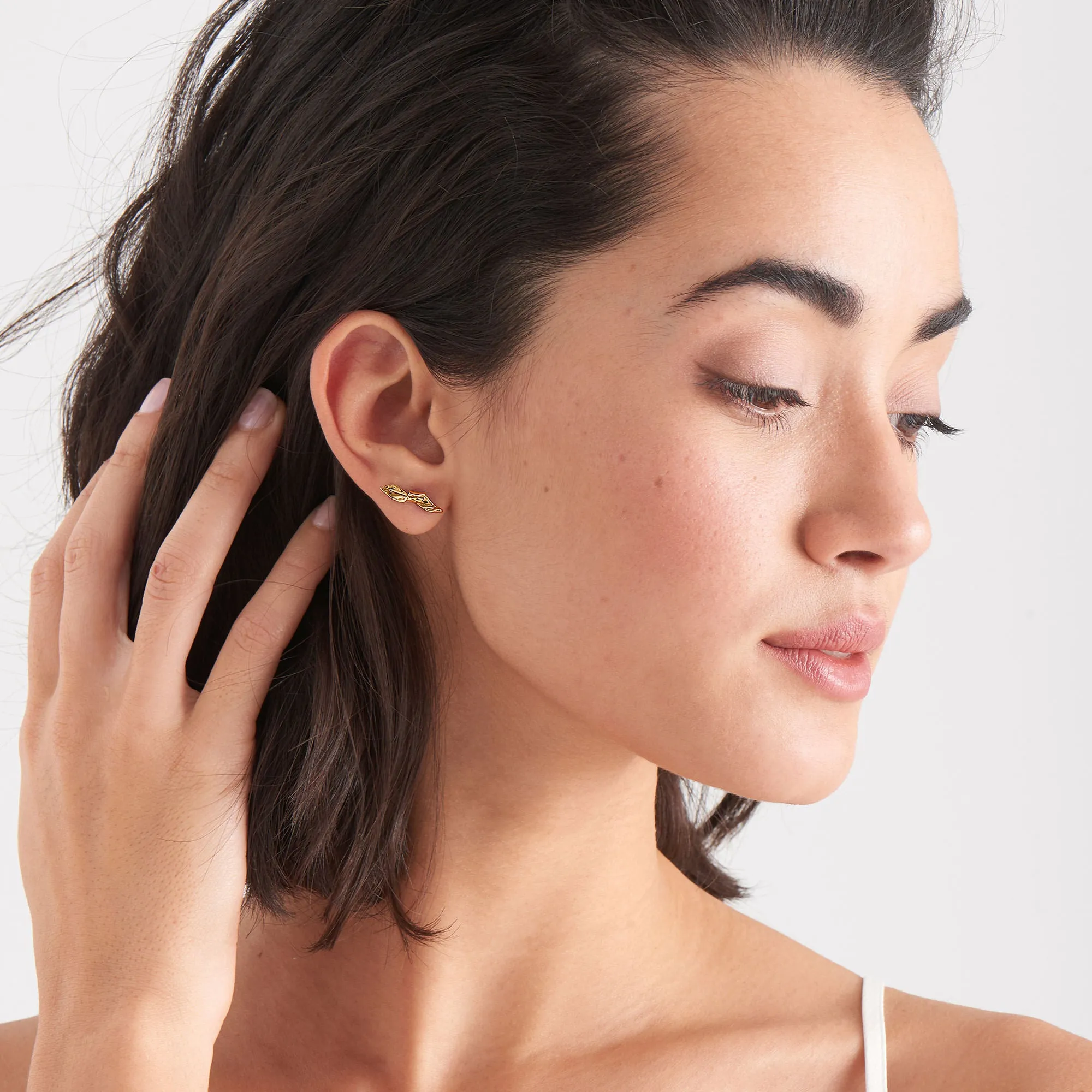 Gold Helix Stud Earrings