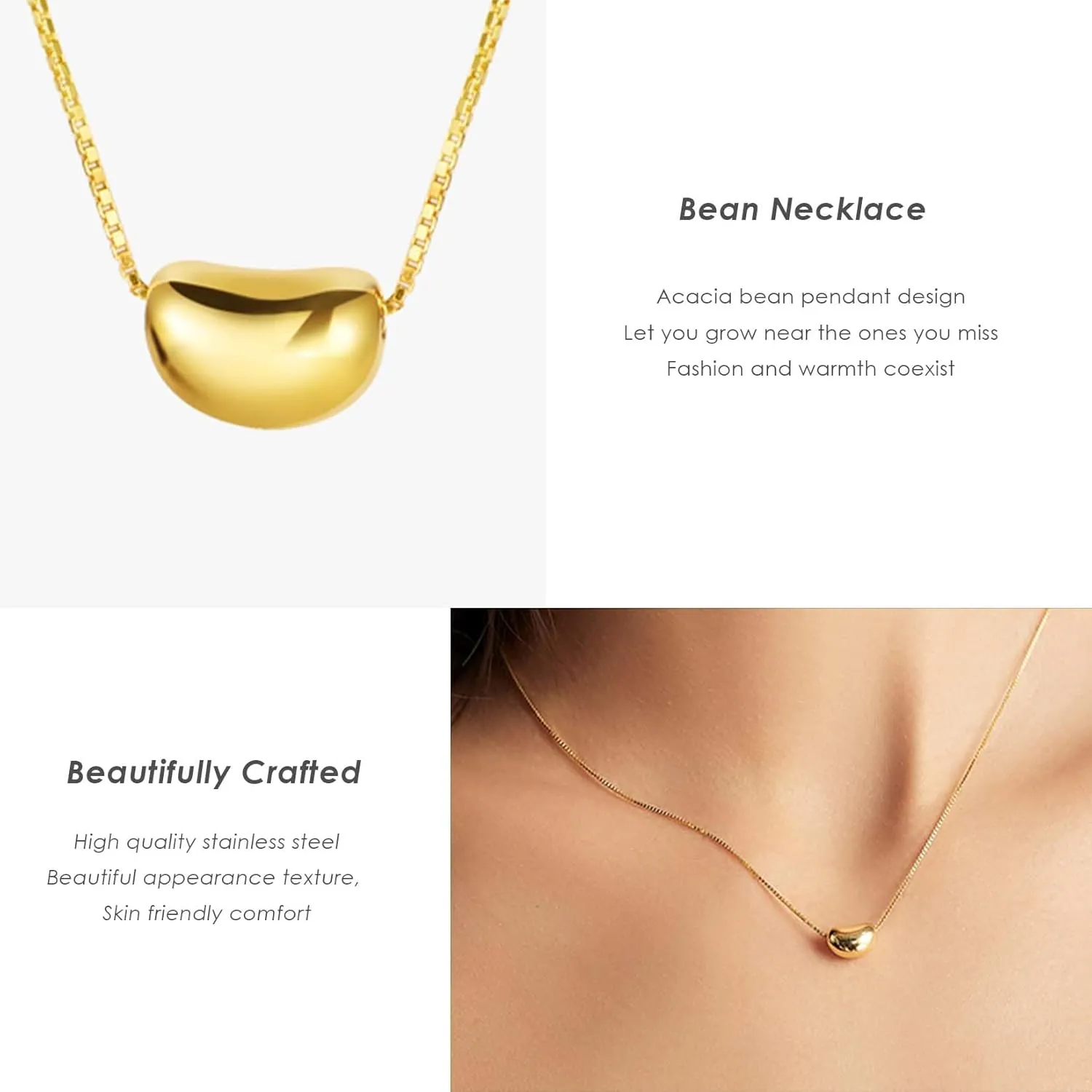 Gold Plated Necklace, Gold Necklace for Women, Dainty Necklace with Simple Pendant