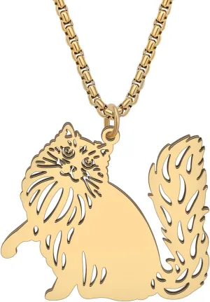 Gold Stainless Steel Cute Cat Necklace Kitten Charms 18K Gold Pendant Necklaces for Women Cat Lovers Jewelry Gifts