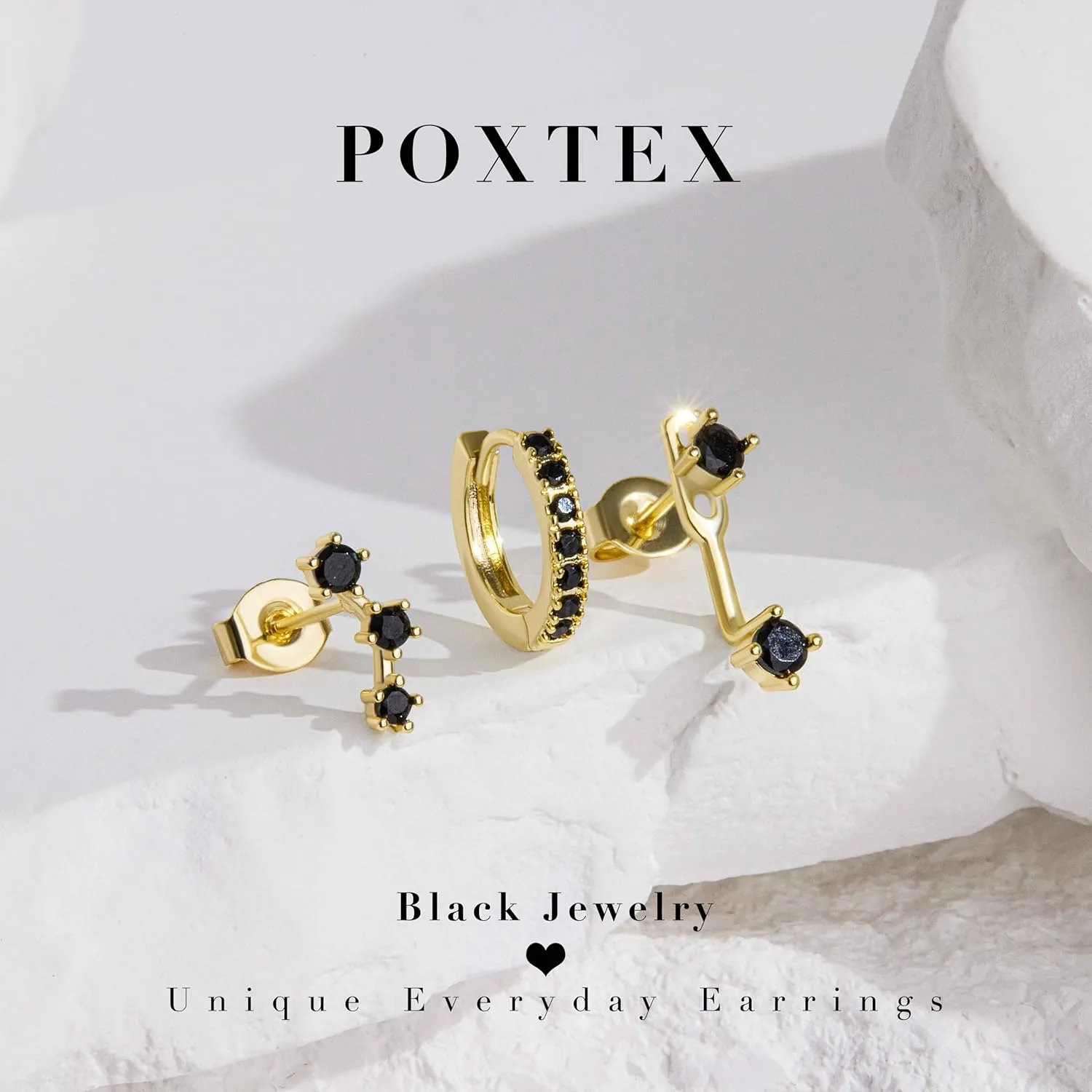 Gold Stud Earrings Set for Women, 3 Pairs Huggie Hoop Jacket Studs Earring Stacks, Hypoallergenic 925 Sterling Silver Post Dainty Birthstone Trendy Women Fashion Accessories Jewelry Gifts
