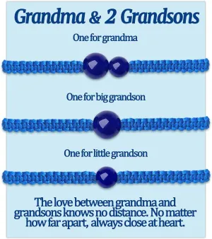 Grandma Grandson Bracelets Gifts for Nana and 2 3 Grandsons Gift from Granny Grammy Mawmaw Gammy Gigi Matching Bracelets Set for 2 3 4 5 Pcs Birthday Beads String Bracelets Adjustable Jewelry with Cards Men Women Ideas