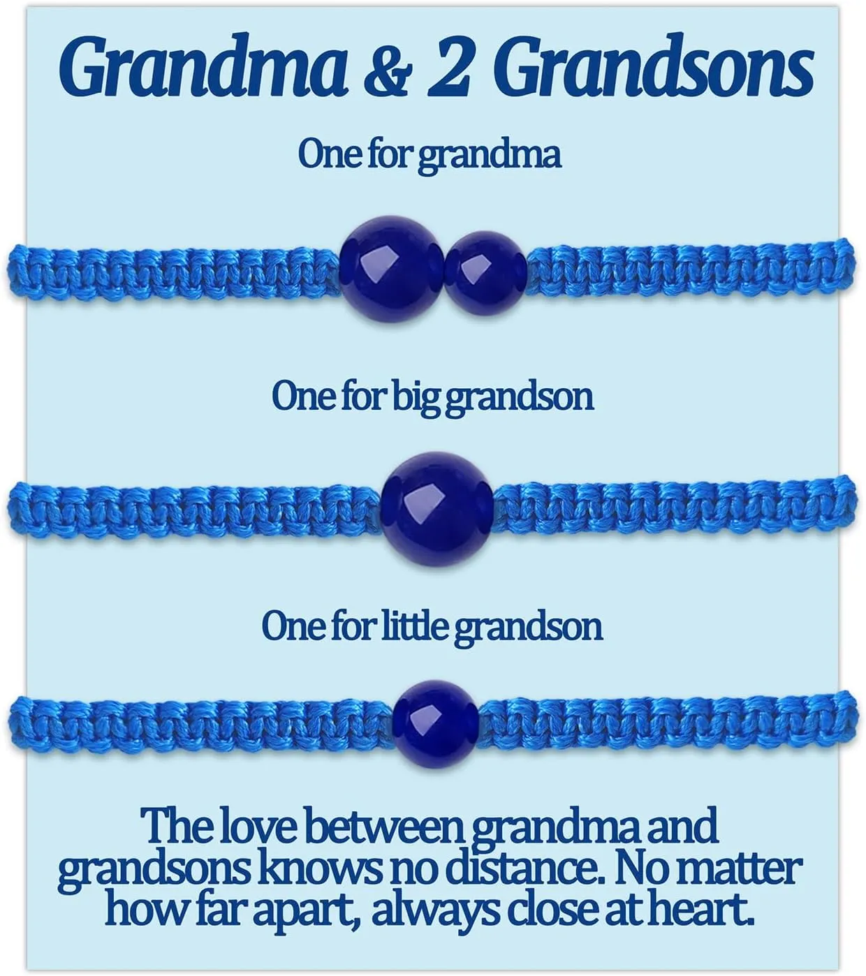 Grandma Grandson Bracelets Gifts for Nana and 2 3 Grandsons Gift from Granny Grammy Mawmaw Gammy Gigi Matching Bracelets Set for 2 3 4 5 Pcs Birthday Beads String Bracelets Adjustable Jewelry with Cards Men Women Ideas