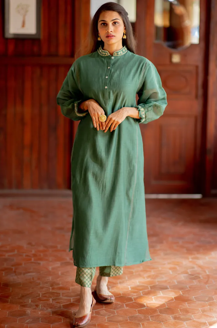 GREEN KURTA WITH TROUSER