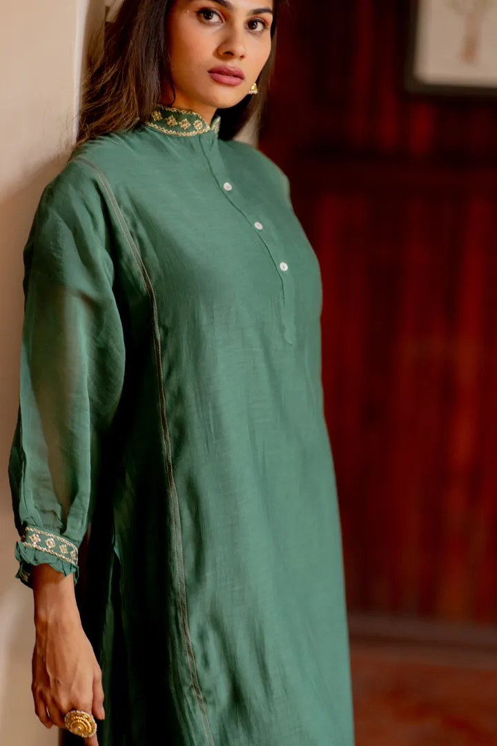 GREEN KURTA WITH TROUSER