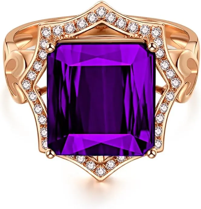 GW 18K Gold Plated Costume Rings, Adjustable Topaz Ring Crystal Cubic Zirconia Gold Statement Rings Jewelry Gemstone Cocktail Ring for Women Adjustable Size 6-9