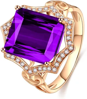 GW 18K Gold Plated Costume Rings, Adjustable Topaz Ring Crystal Cubic Zirconia Gold Statement Rings Jewelry Gemstone Cocktail Ring for Women Adjustable Size 6-9