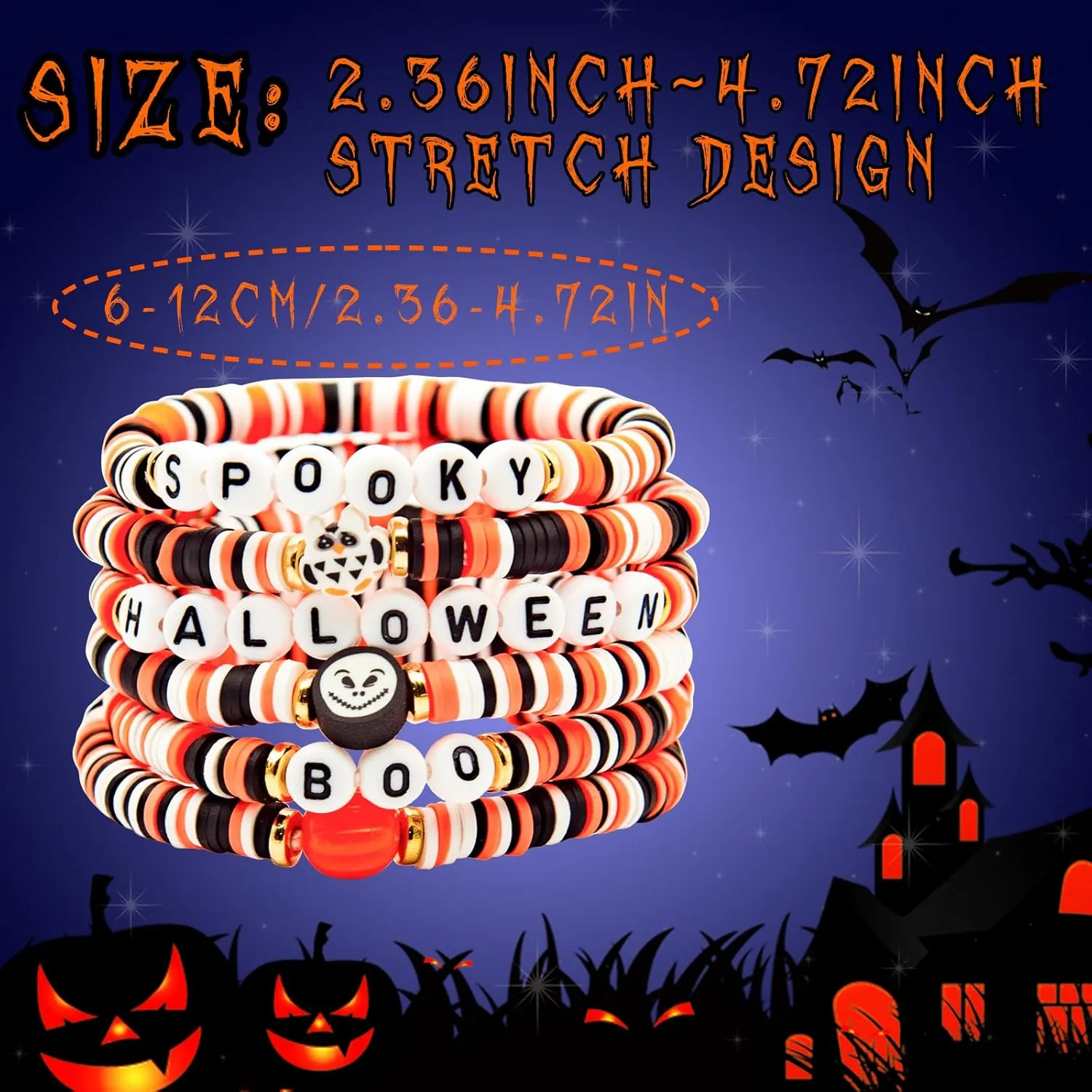 Halloween Bracelet, Adjustable Halloween Jewelry for Women Man with Charms Ghost Spider