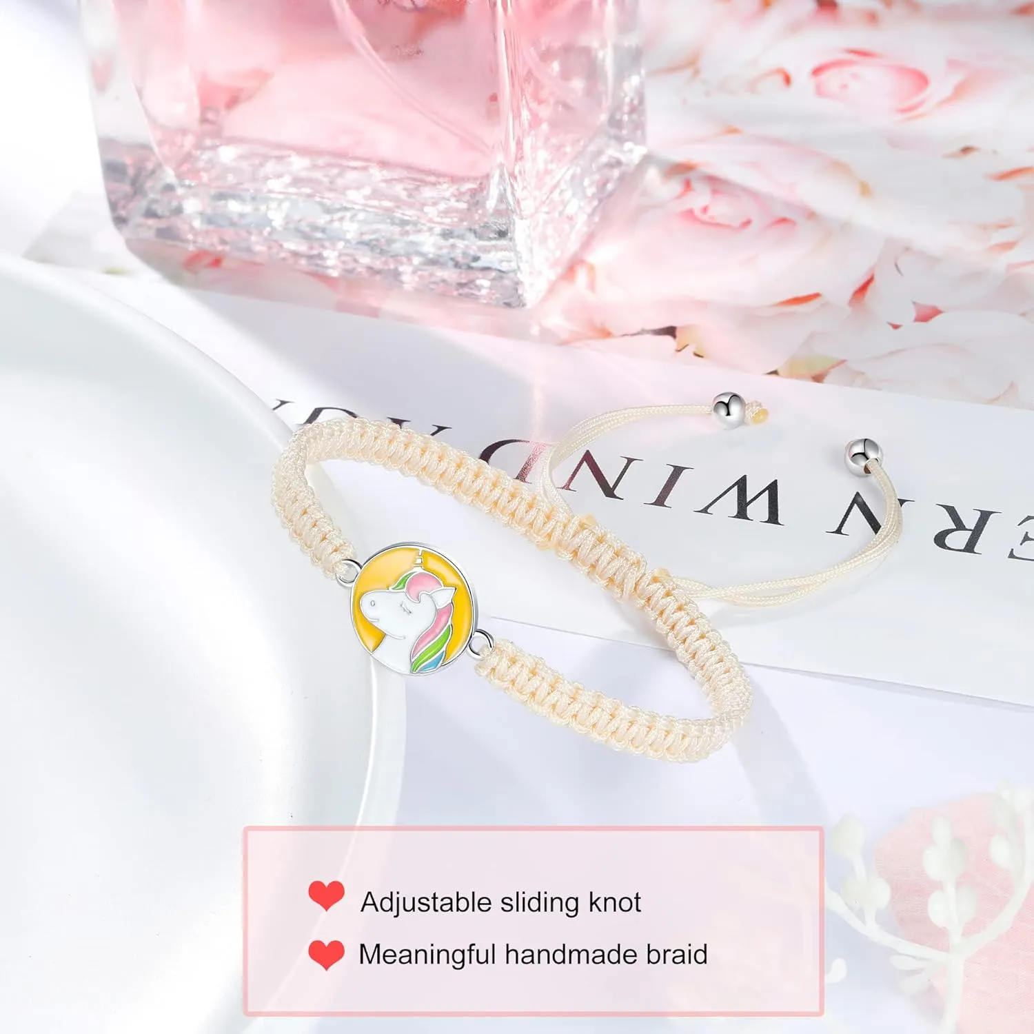 Handmade Rope Braided Bracelets for Girl, Jewelry Gifts, 925 Sterling Silver