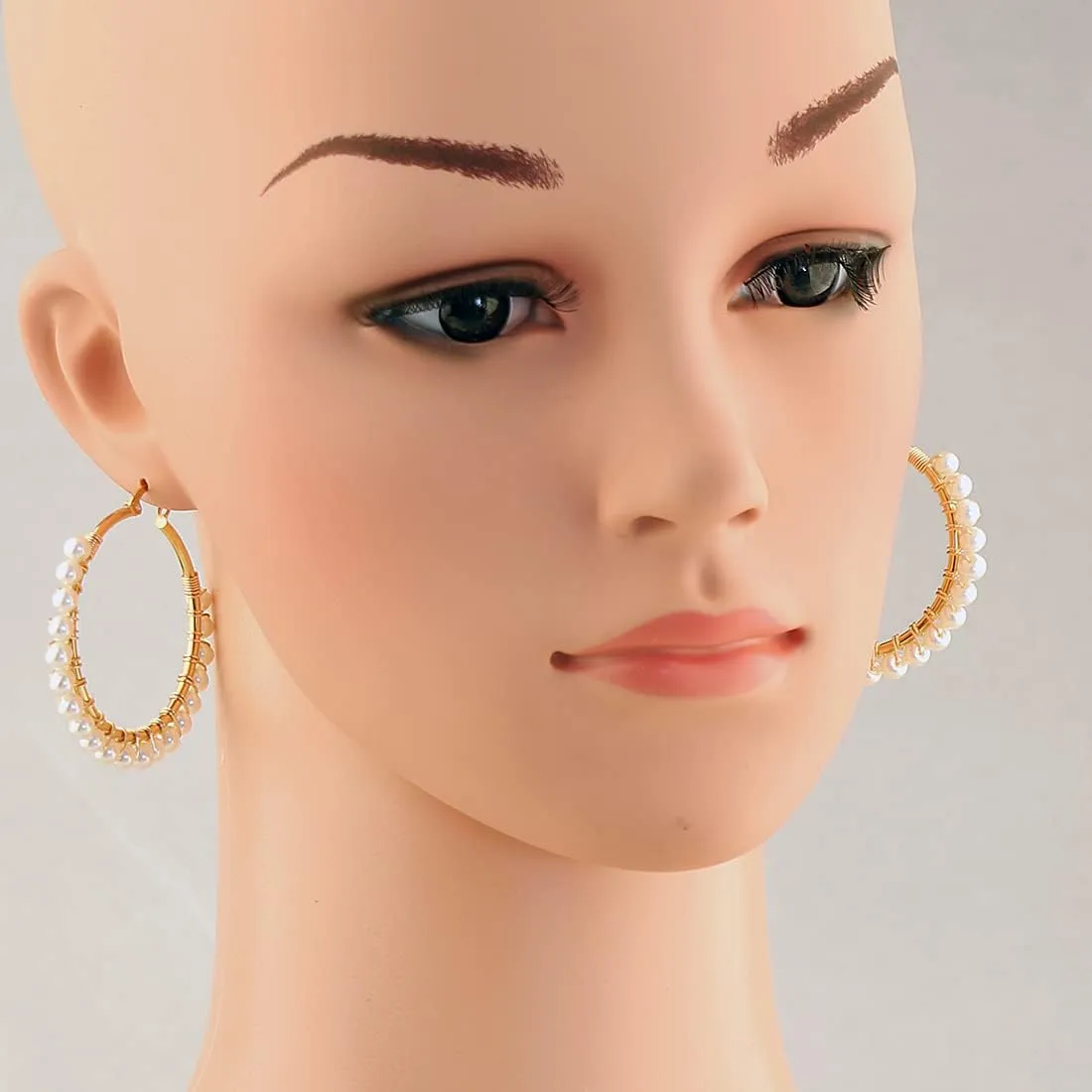 Handmade Turquoise Hoop Earrings Silver Plated Boho Vintage Beaded Jewelry for Women