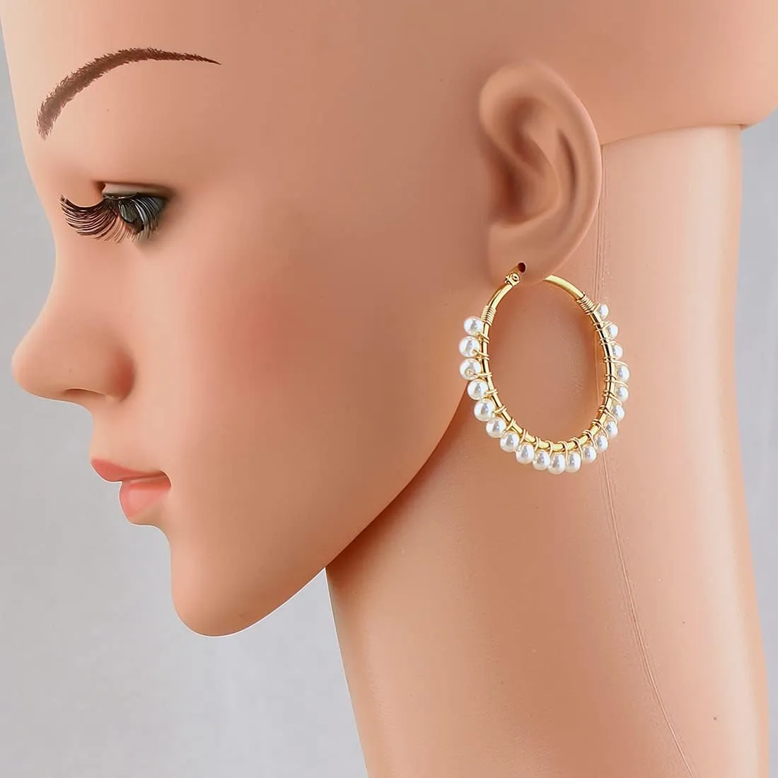Handmade Turquoise Hoop Earrings Silver Plated Boho Vintage Beaded Jewelry for Women