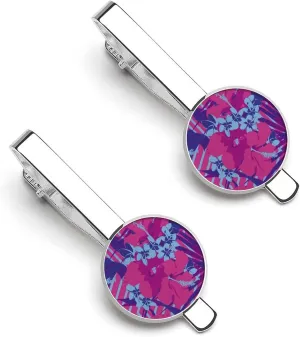 Hawaiian Flowers Tie Clips for Men Stylish Neck Tie Bar Ideal Gift for Anniversary Wedding Business