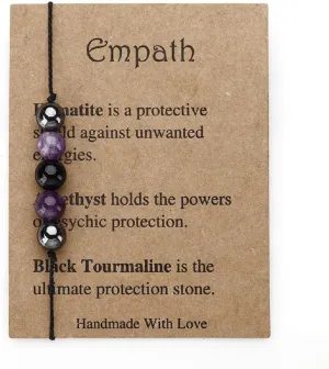 Healing Crystal Bracelet Natural Stone Beaded Stretch Bracelets for Women Men Good Luck Empath Protection Bracelet Adjustable Spiritual Anxiety Relief Strand Bracelet Friendship Jewelry-Style 1