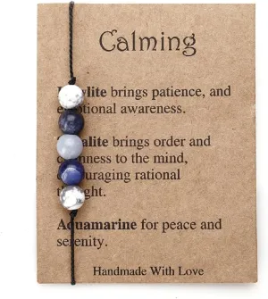 Healing Crystal Bracelet Natural Stone Beaded Stretch Bracelets for Women Men Good Luck Empath Protection Bracelet Adjustable Spiritual Anxiety Relief Strand Bracelet Friendship Jewelry-Style 2