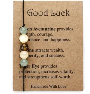 Healing Crystal Bracelet Natural Stone Beaded Stretch Bracelets for Women Men Good Luck Empath Protection Bracelet Adjustable Spiritual Anxiety Relief Strand Bracelet Friendship Jewelry-Style 6