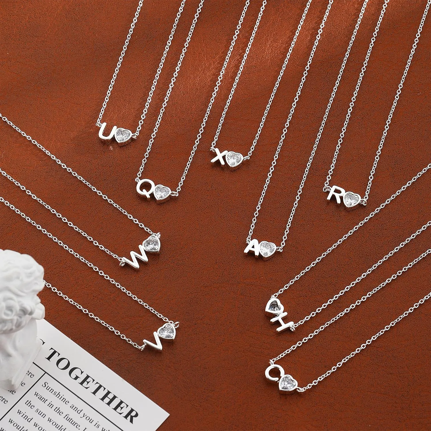 Heart Initial Necklaces for Women 14K Gold Plated Dainty A-Z Letter Pendant Necklace Small Simple Gifts for Womens Jewelry