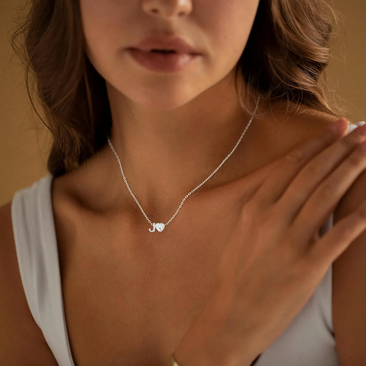 Heart Initial Necklaces for Women 14K Gold Plated Dainty A-Z Letter Pendant Necklace Small Simple Gifts for Womens Jewelry