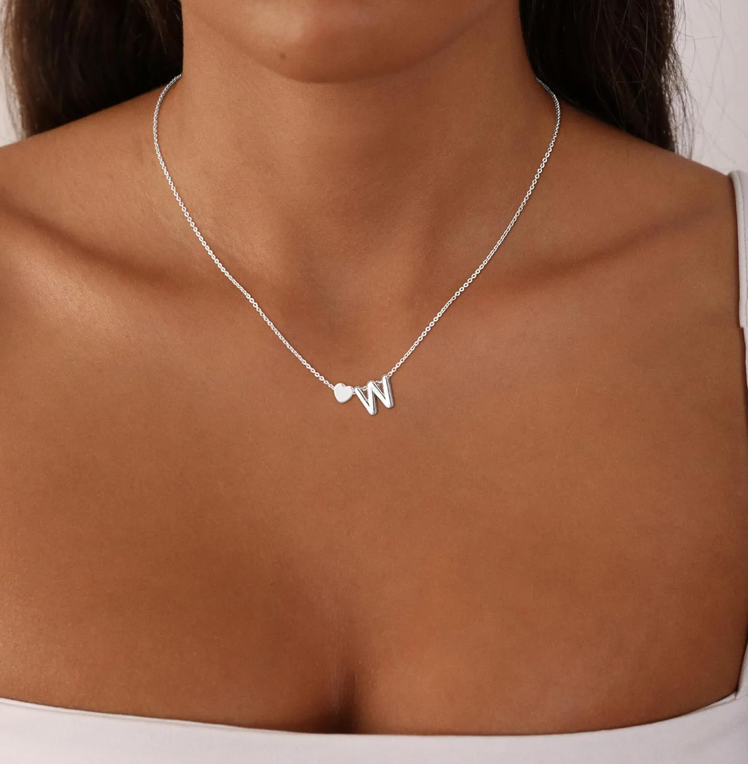 Heart Initial Necklaces for Women 14K Gold Plated Dainty A-Z Letter Pendant Necklace Tiny Gifts for Womens Jewelry