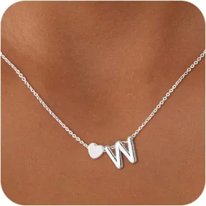 Heart Initial Necklaces for Women 14K Gold Plated Dainty A-Z Letter Pendant Necklace Tiny Gifts for Womens Jewelry