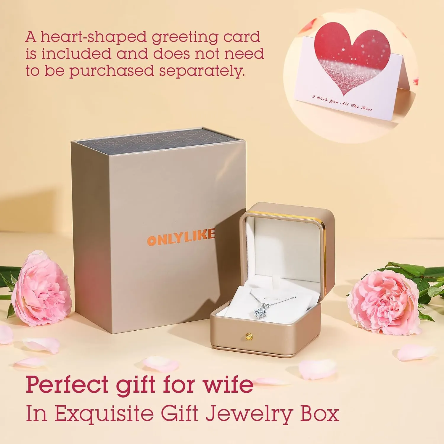Heart Pendant Necklace Gifts for Wife, 1-6 Carat Moissanite Women's Pendant Necklace, Wedding Anniversary Eternity Jewelry Present for Wife, Birthday Gifts for Her