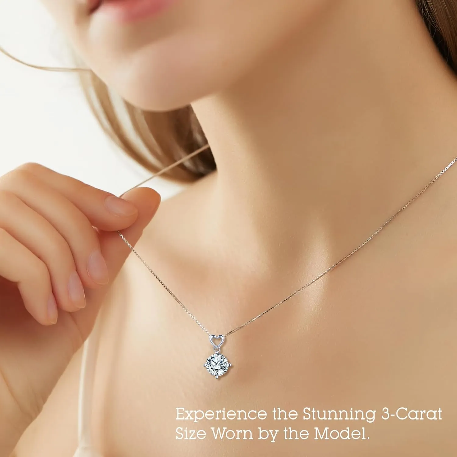 Heart Pendant Necklace Gifts for Wife, 1-6 Carat Moissanite Women's Pendant Necklace, Wedding Anniversary Eternity Jewelry Present for Wife, Birthday Gifts for Her
