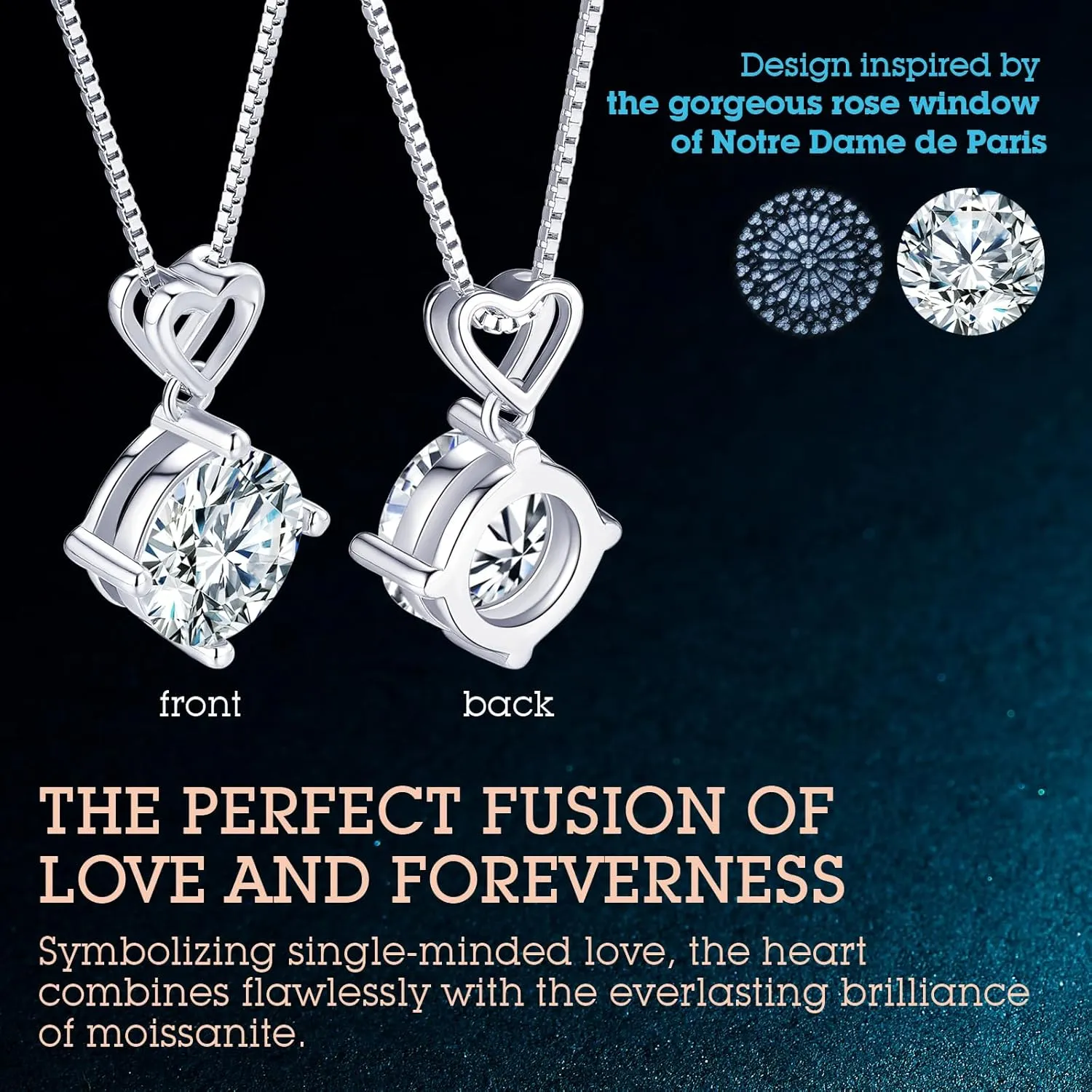 Heart Pendant Necklace Gifts for Wife, 1-6 Carat Moissanite Women's Pendant Necklace, Wedding Anniversary Eternity Jewelry Present for Wife, Birthday Gifts for Her