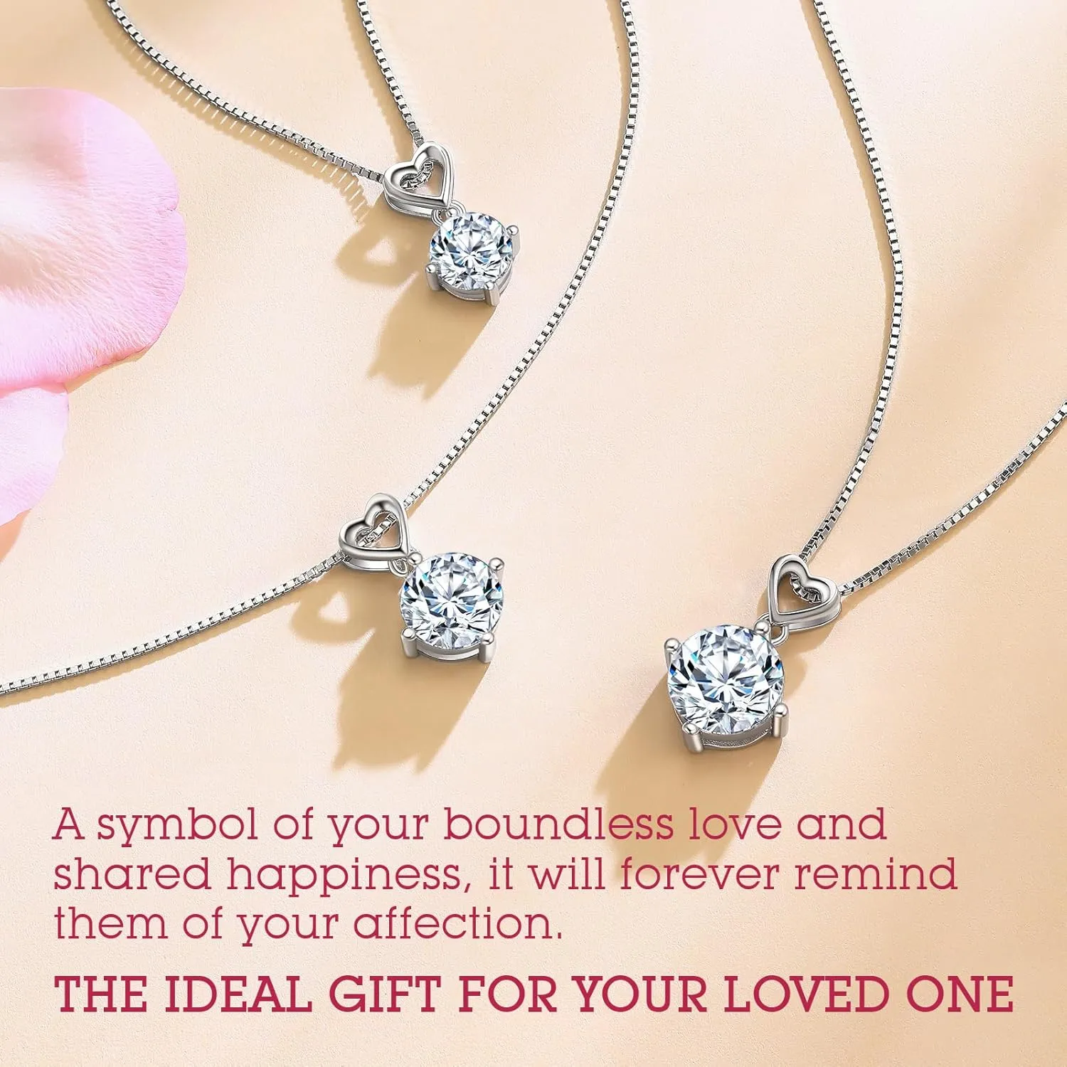 Heart Pendant Necklace Gifts for Wife, 1-6 Carat Moissanite Women's Pendant Necklace, Wedding Anniversary Eternity Jewelry Present for Wife, Birthday Gifts for Her