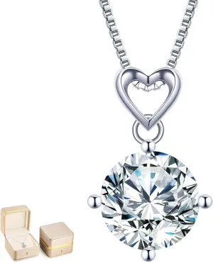 Heart Pendant Necklace Gifts for Wife, 1-6 Carat Moissanite Women's Pendant Necklace, Wedding Anniversary Eternity Jewelry Present for Wife, Birthday Gifts for Her