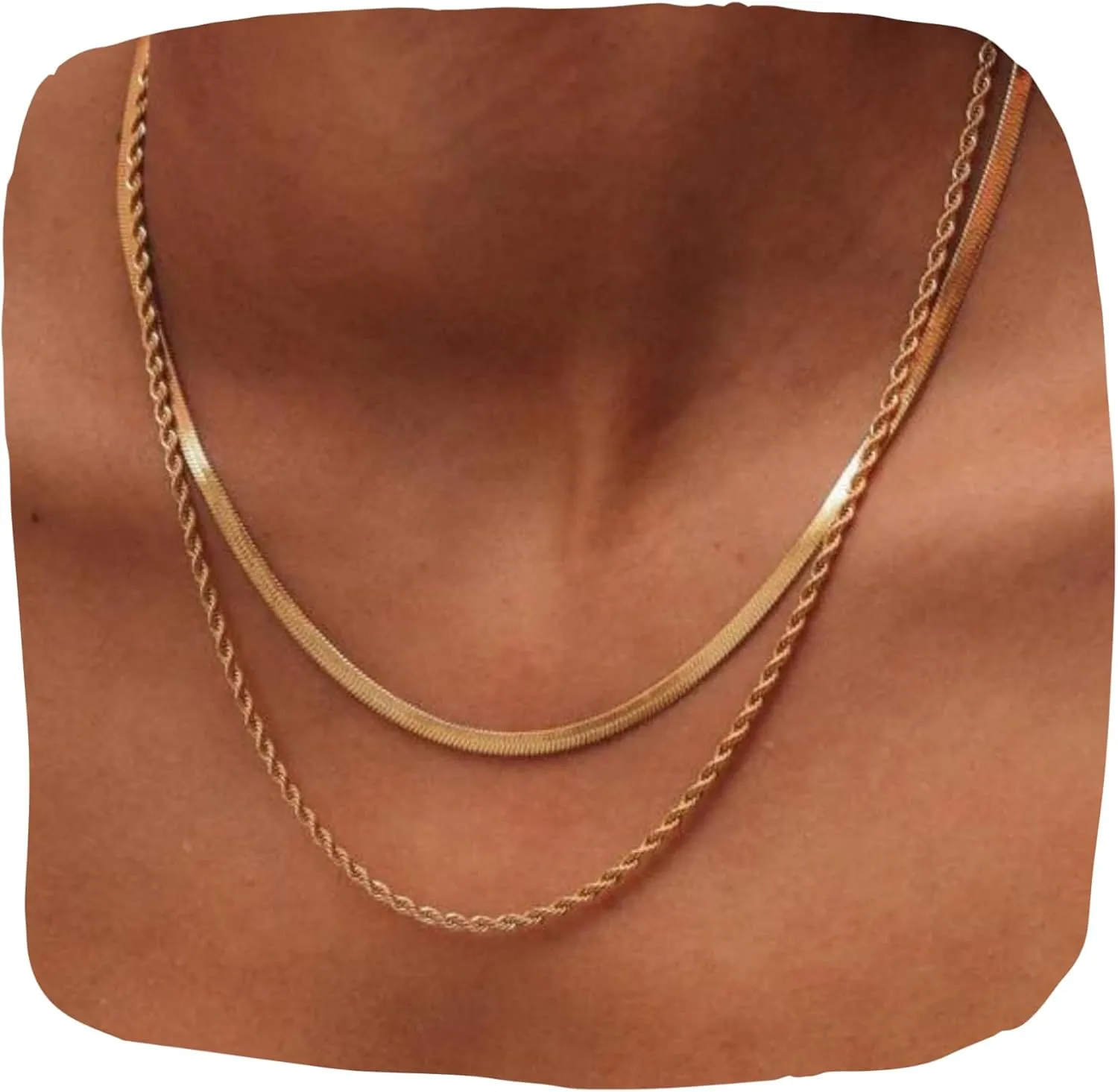 Hey Harper Gold Necklace For Women Trendy Necklace - 14K Golden PVD Coating Waterproof & Sweatproof Non Tarnish Jewelry Chain Necklaces