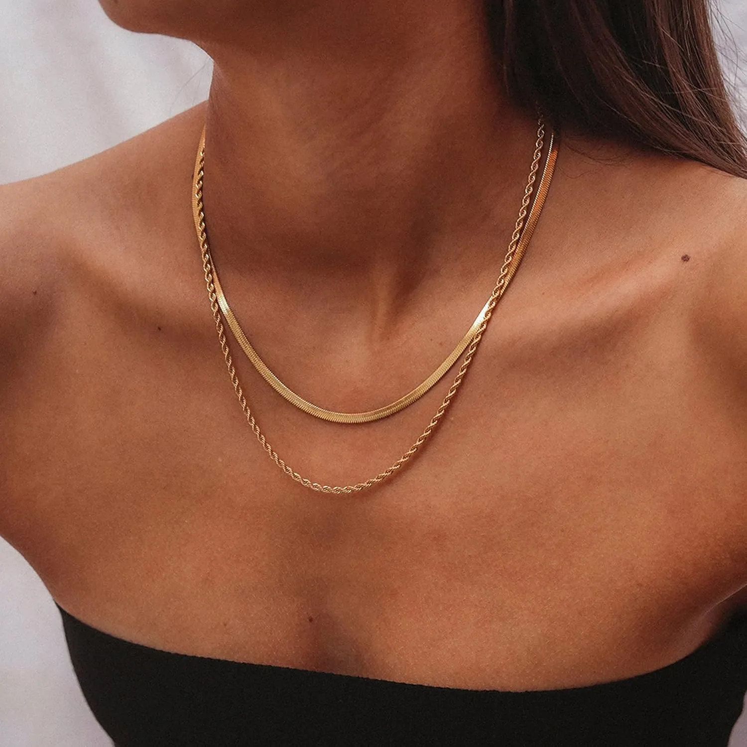 Hey Harper Gold Necklace For Women Trendy Necklace - 14K Golden PVD Coating Waterproof & Sweatproof Non Tarnish Jewelry Chain Necklaces