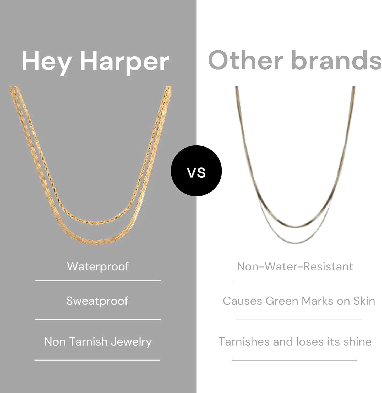 Hey Harper Gold Necklace For Women Trendy Necklace - 14K Golden PVD Coating Waterproof & Sweatproof Non Tarnish Jewelry Chain Necklaces