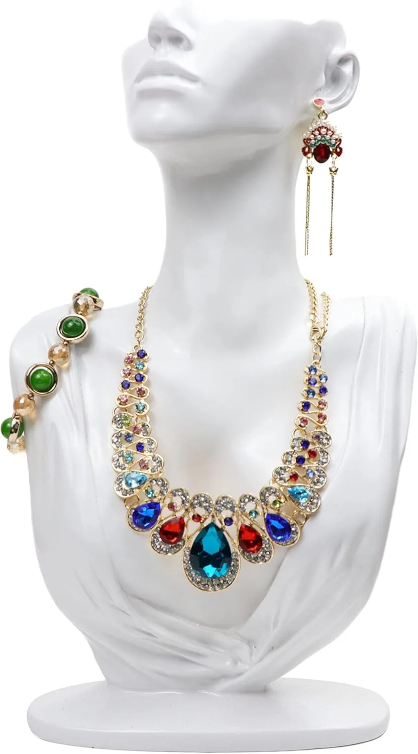 Homeanda Resin Necklace Pendant Chain Earring Jewelry Jewellry Bust Mannequin Organizer Holder Stand (White)