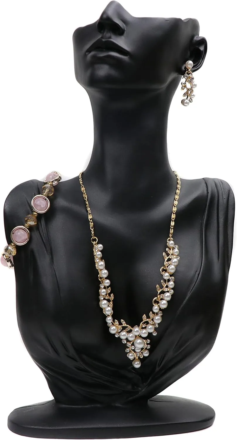 Homeanda Resin Necklace Pendant Chain Earring Jewelry Jewellry Bust Mannequin Organizer Holder Stand(Black)