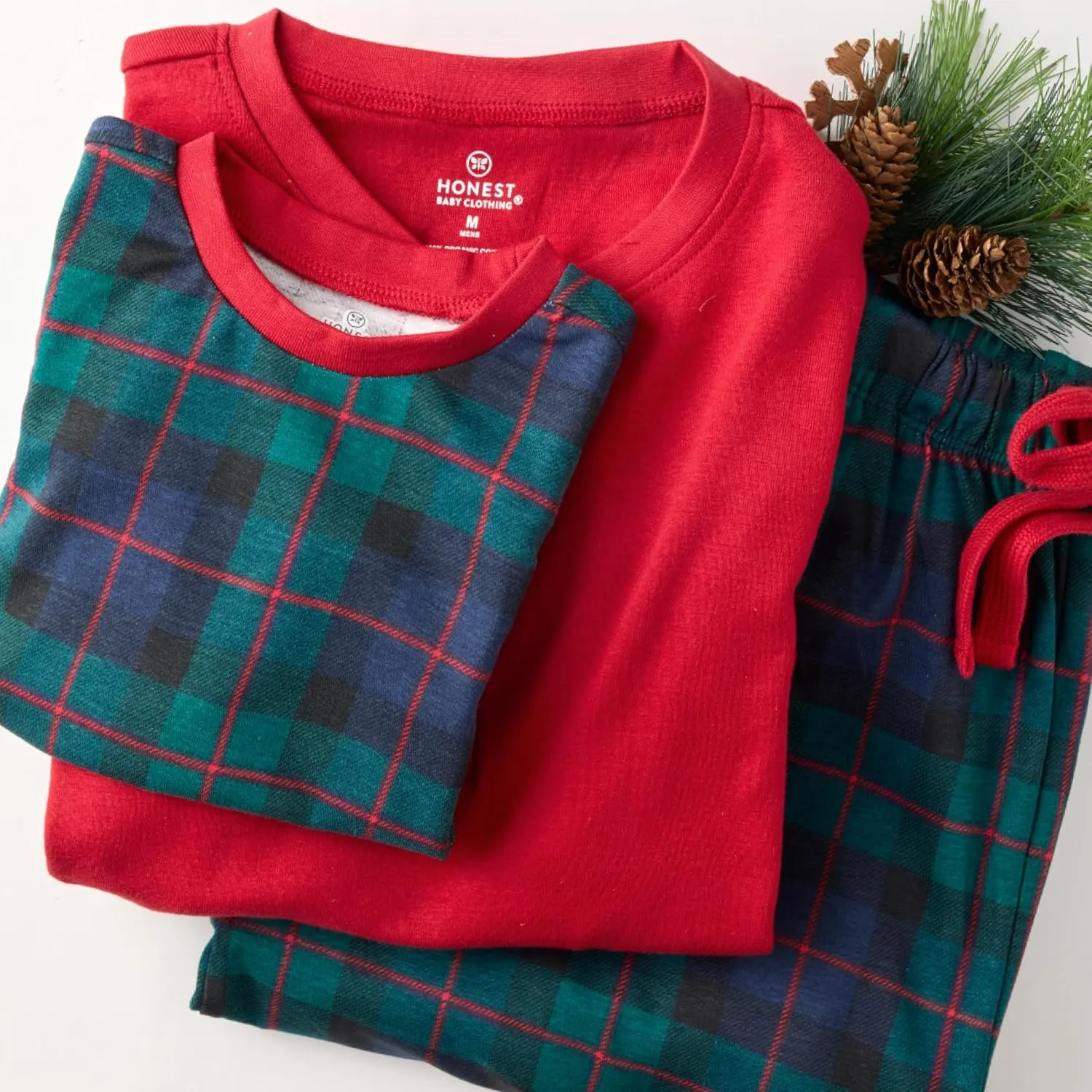 HonestBaby Family Matching Holiday Pajamas Organic Cotton for Men, Women, Kids, Toddlers, Baby Boys, Girls, Unisex Pets