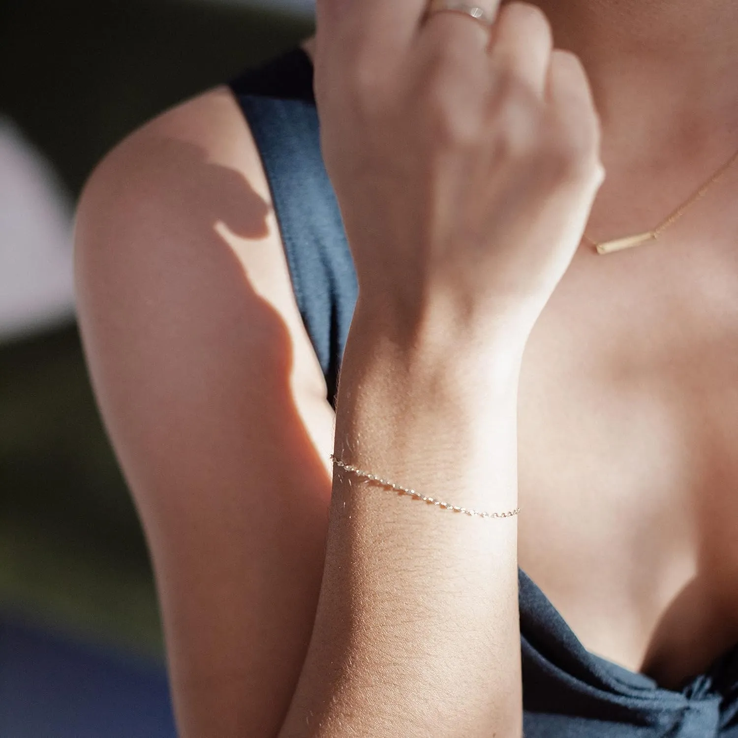 Honeycat Esme Twist Faceted Dainty Chain Bracelet | Minimalist, Delicate Jewelry