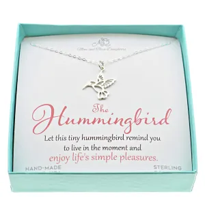 Hummingbird Sterling Silver Necklace, Handmade Necklaces on 18-Inch .925 Sterling Silver Chain for Women, Stylish Silver Jewelry for Bird Lovers, Gift Items for Women