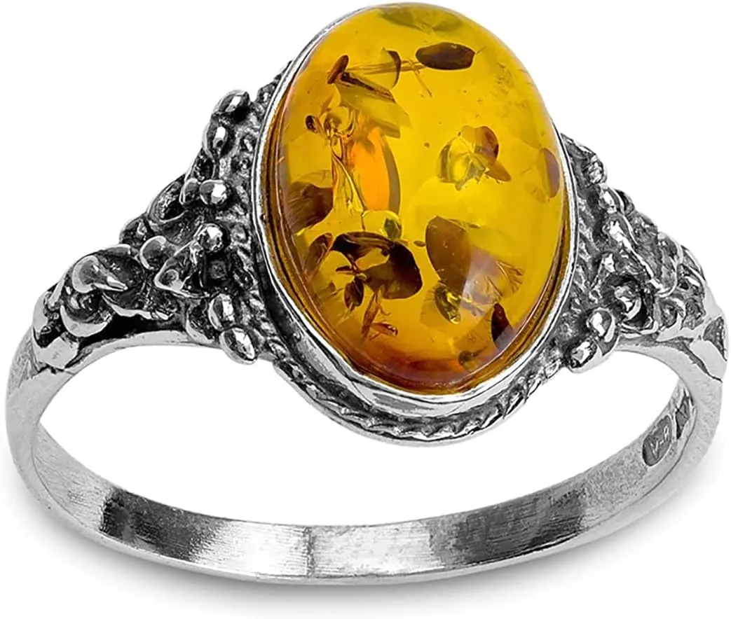 Ian and Valeri Co. Amber Sterling Silver Small Oval Ring