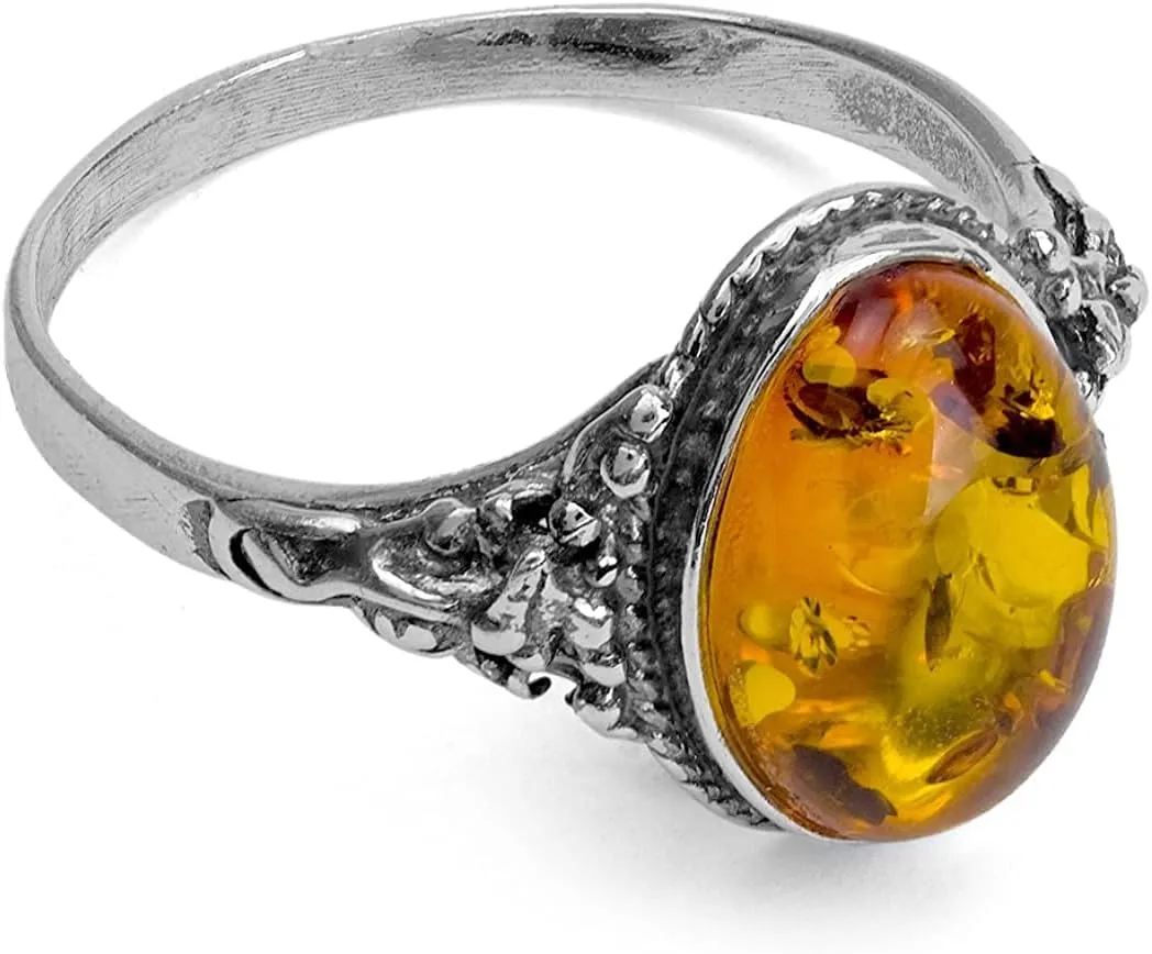 Ian and Valeri Co. Amber Sterling Silver Small Oval Ring