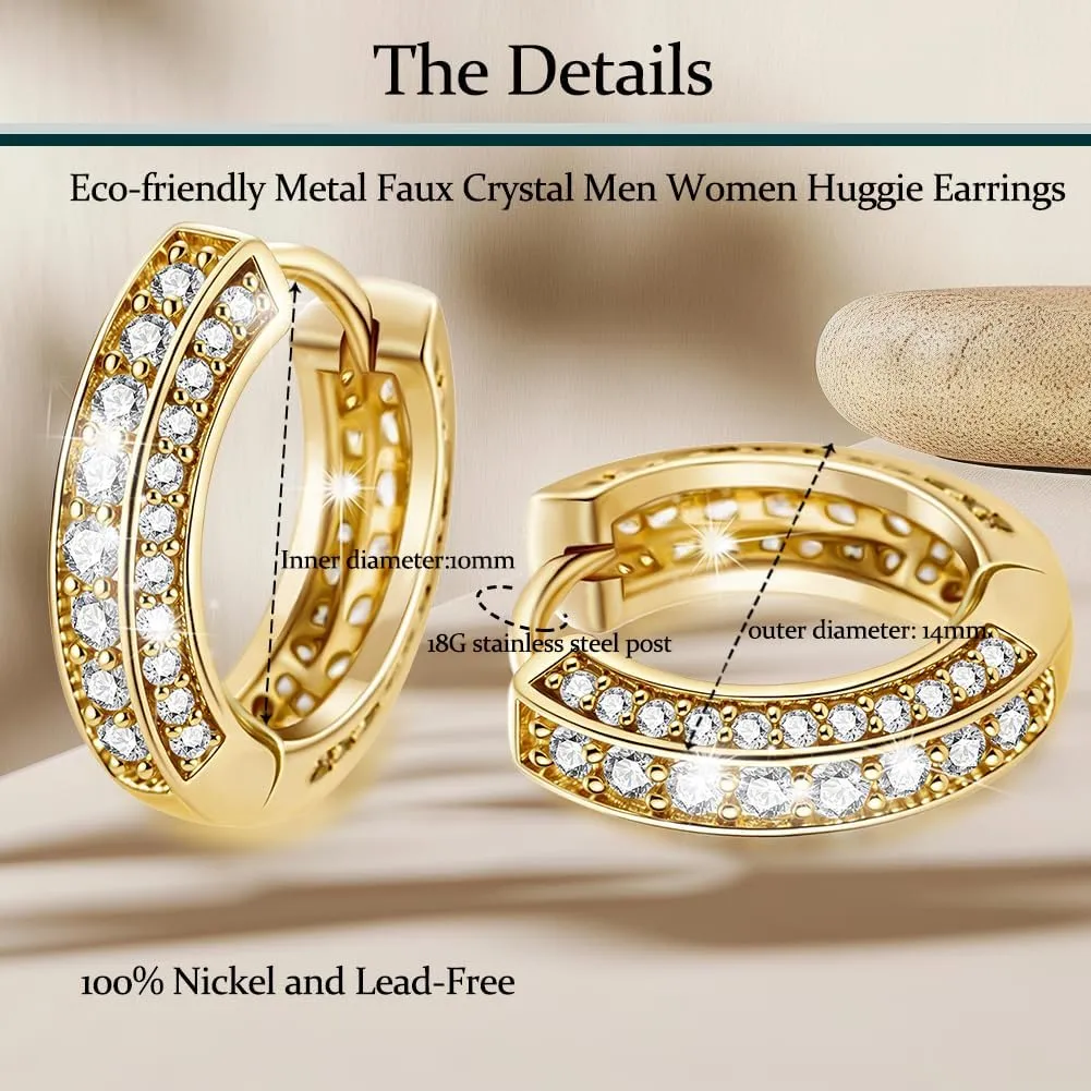 Iced Out Hoop Earrings Faux Crystal Huggie Cartilage Cuff Eco-friendly Metal Earrings Hypoallergenic Hoop Huggie Earrings For Men Women SE-42