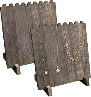 Ikee Design Set of 2 Wood Necklace Jewelry Display Stand for 8 Necklaces, Necklace Display Holder Organizer, Coffee Color