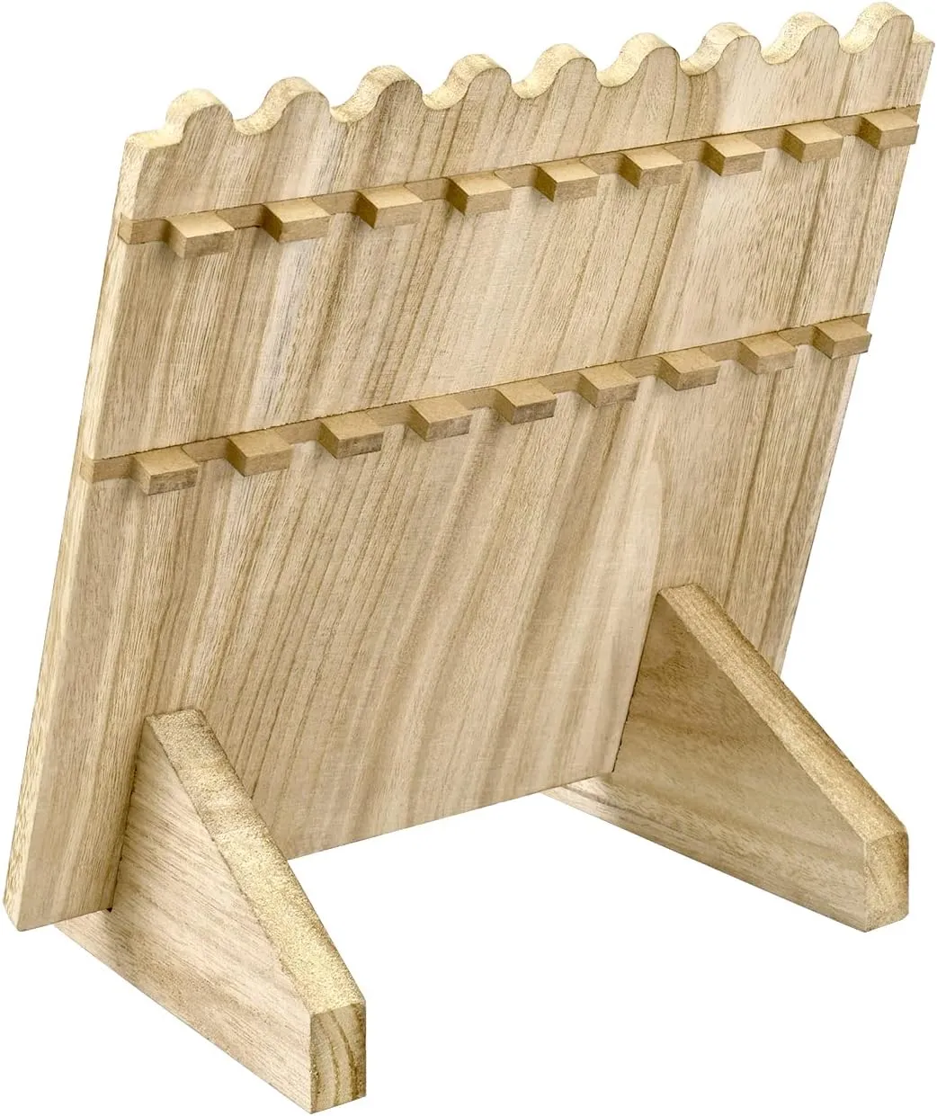 Ikee Design Set of 2 Wood Necklace Jewelry Display Stand for 8 Necklaces, Necklace Display Holder Organizer, Oak Color