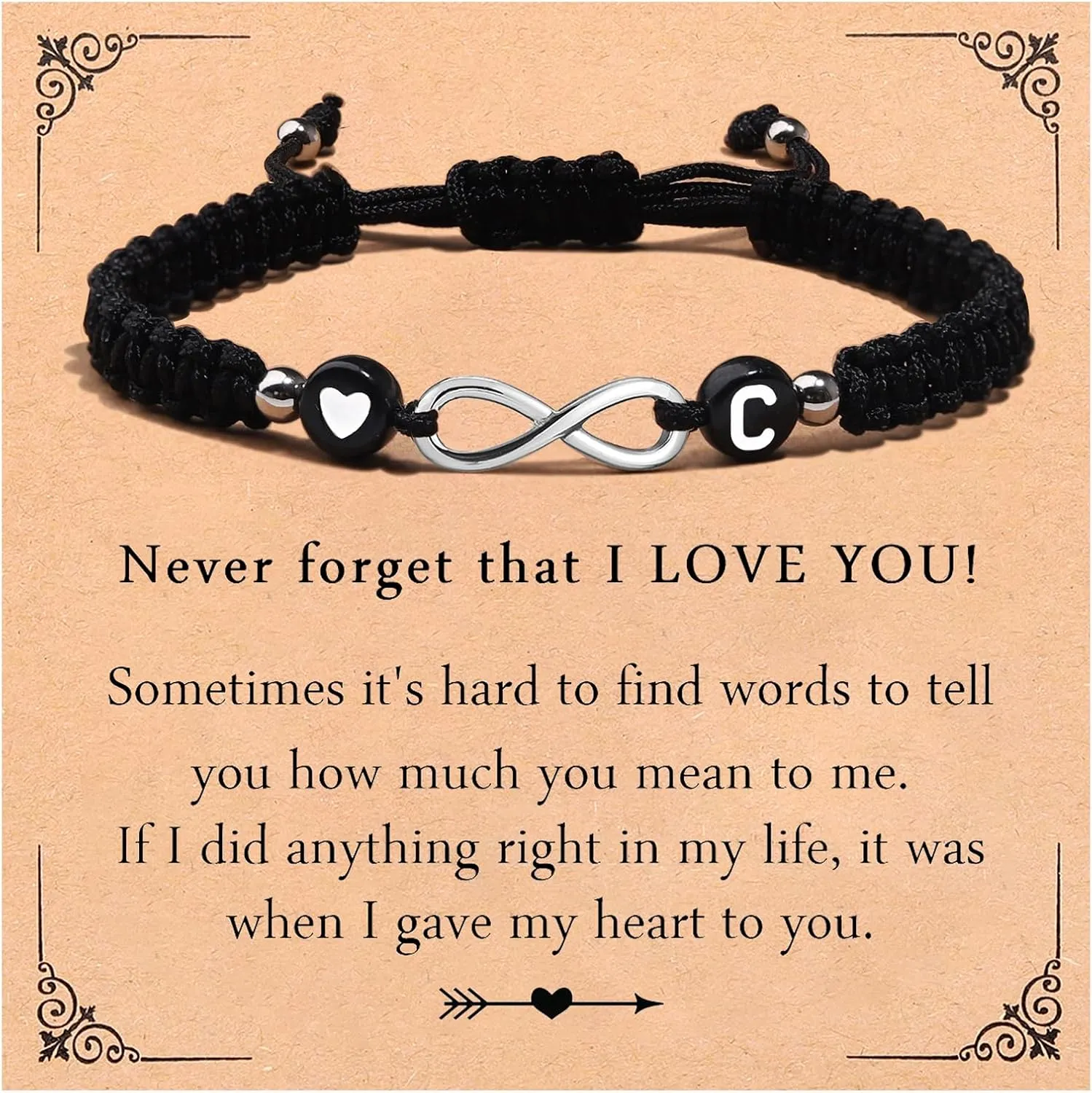 Infinity Initail Bracelet Adjustable Letter A-Z Braided Bracelets for Women Men Friends Couples Boyfriend Husband Gift