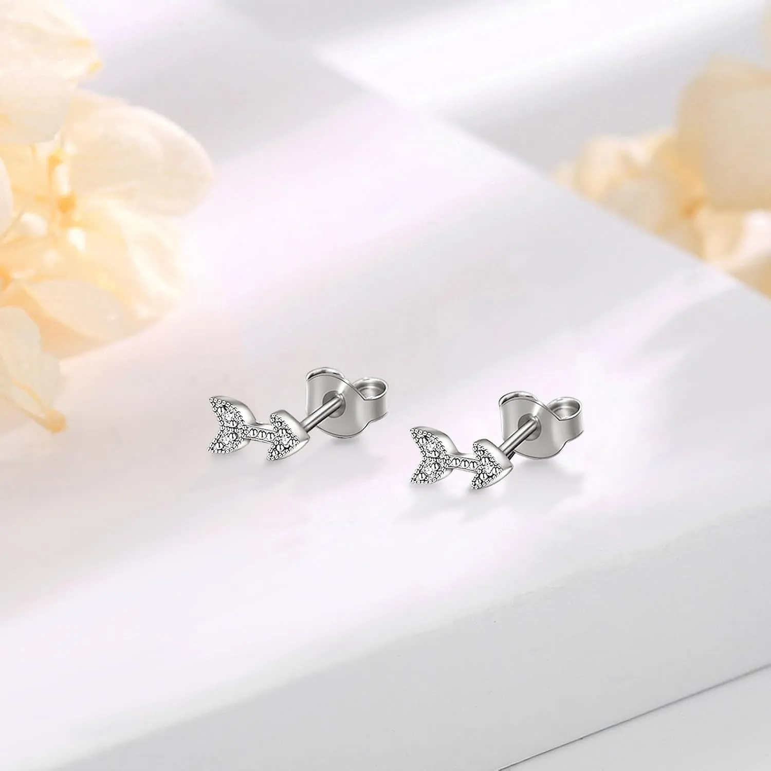 INFUSEU 925 Sterling Silver Cute Small Stud Earrings for Women Girls