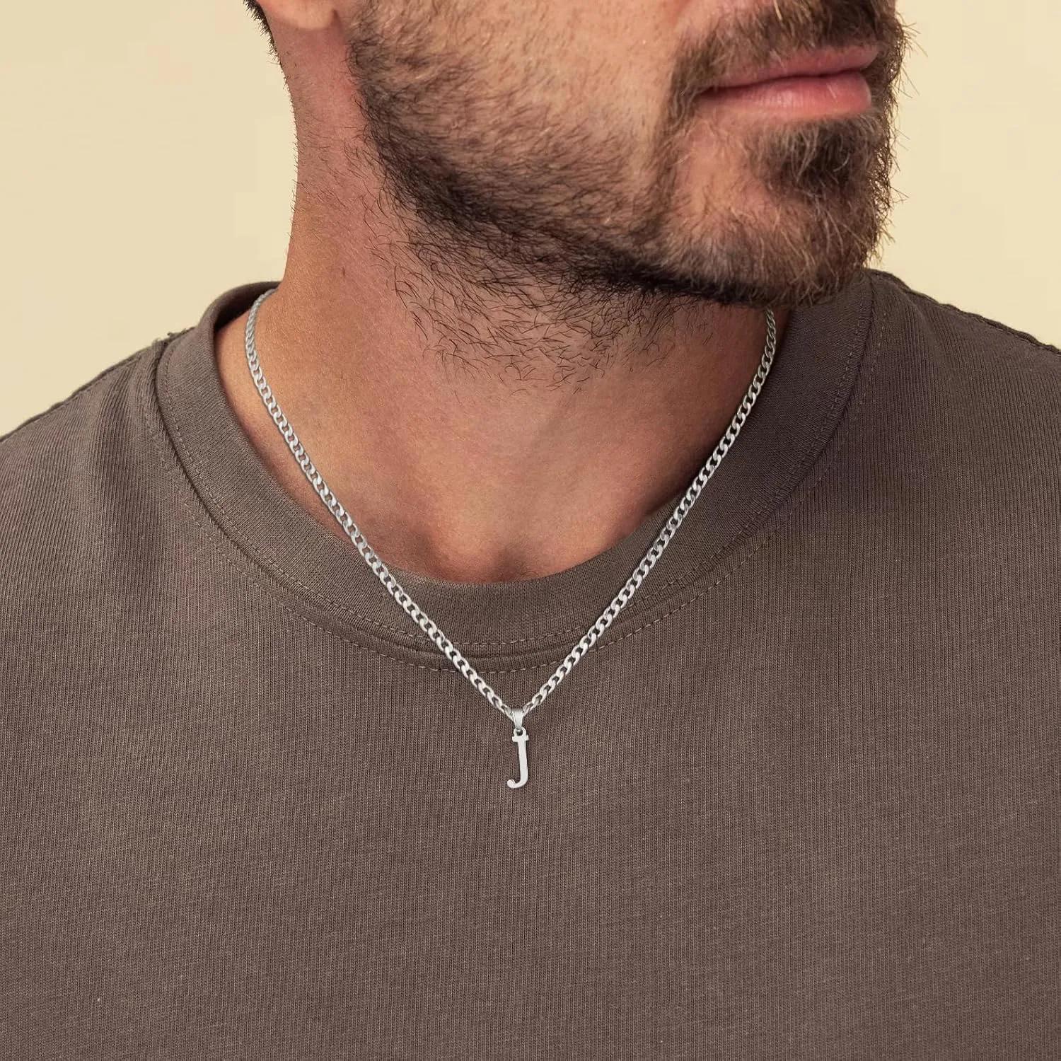 Initial A-Z Letter Pendant Necklace for Men 18K Gold Plated Capital Initial Necklace Cuban Link Chain 4mm 20 Inch Jewelry Gift