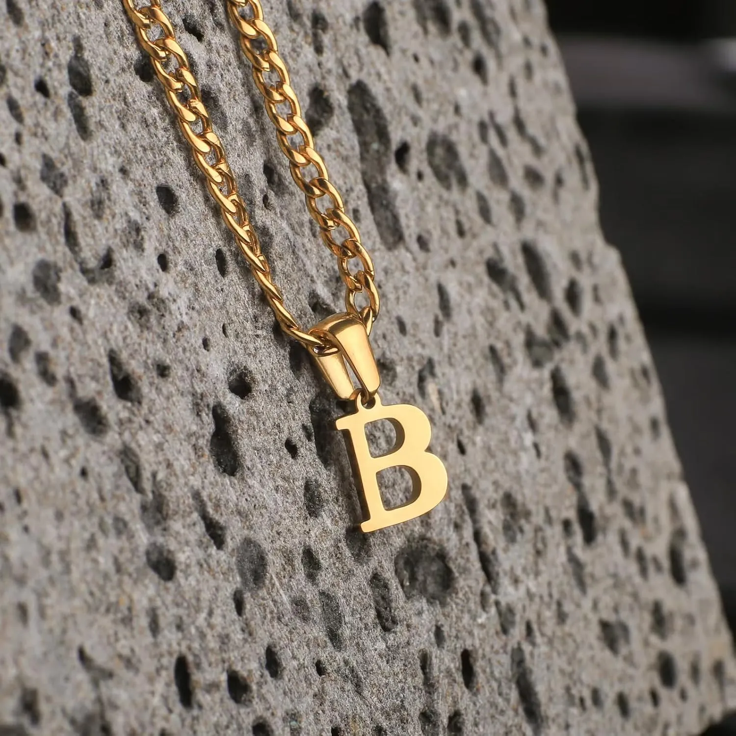 Initial A-Z Letter Pendant Necklace for Men 18K Gold Plated Capital Initial Necklace Cuban Link Chain 4mm 20 Inch Jewelry Gift